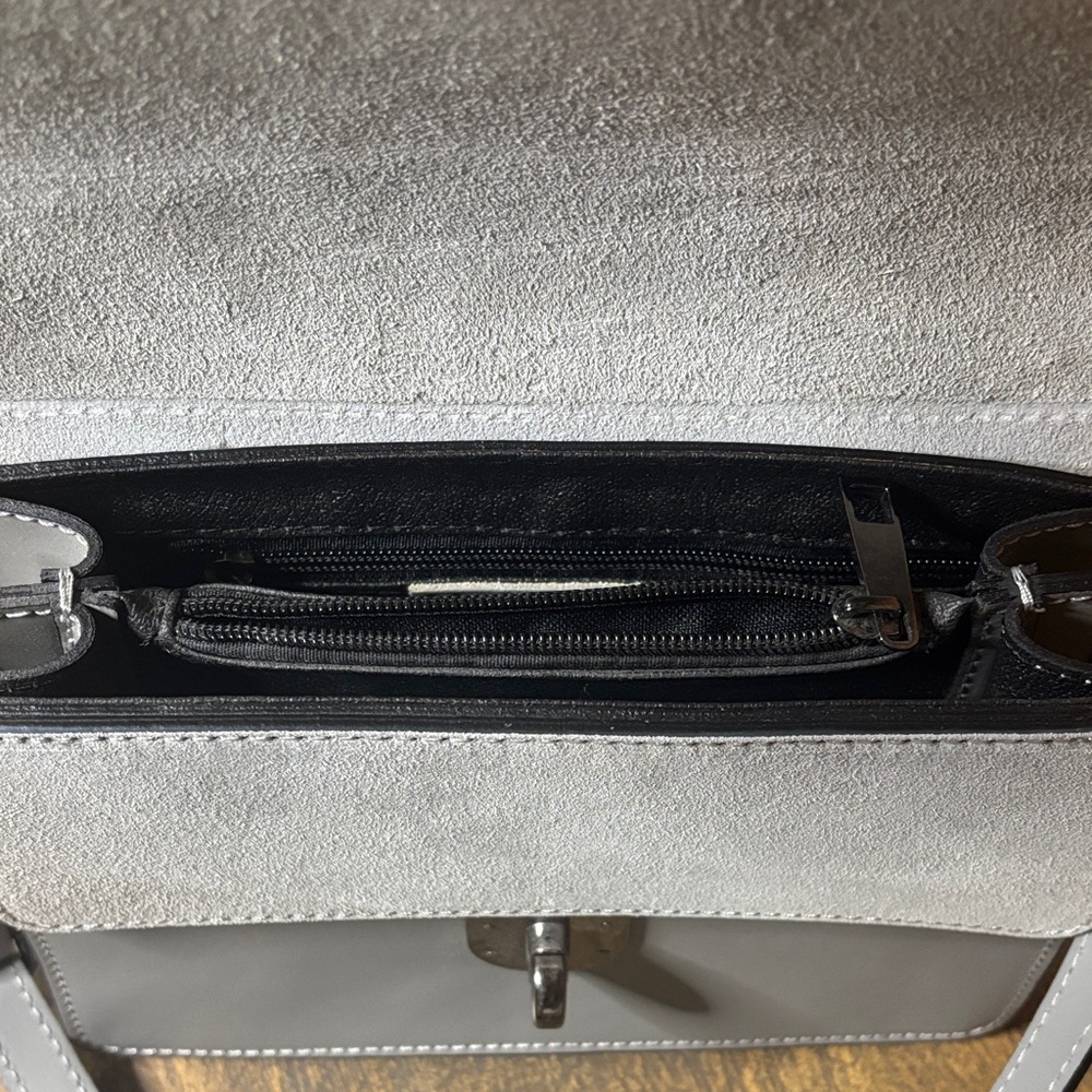 Genuine leather light blue/grey Crossbody Bag - Picture 3 of 6